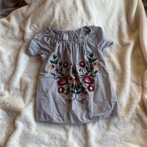Striped Kids Top with Floral Embroidery